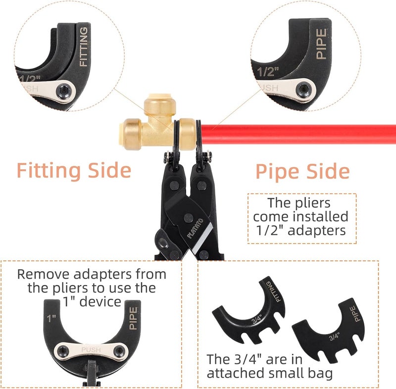 PLATATO Push to Connect Removal Tool Disconnect Tongs Tool for 1/2”, 3/4”, 1” Push in Fittings Plumbing Tools for Removal PEX PVC Copper Pipe - Image 5